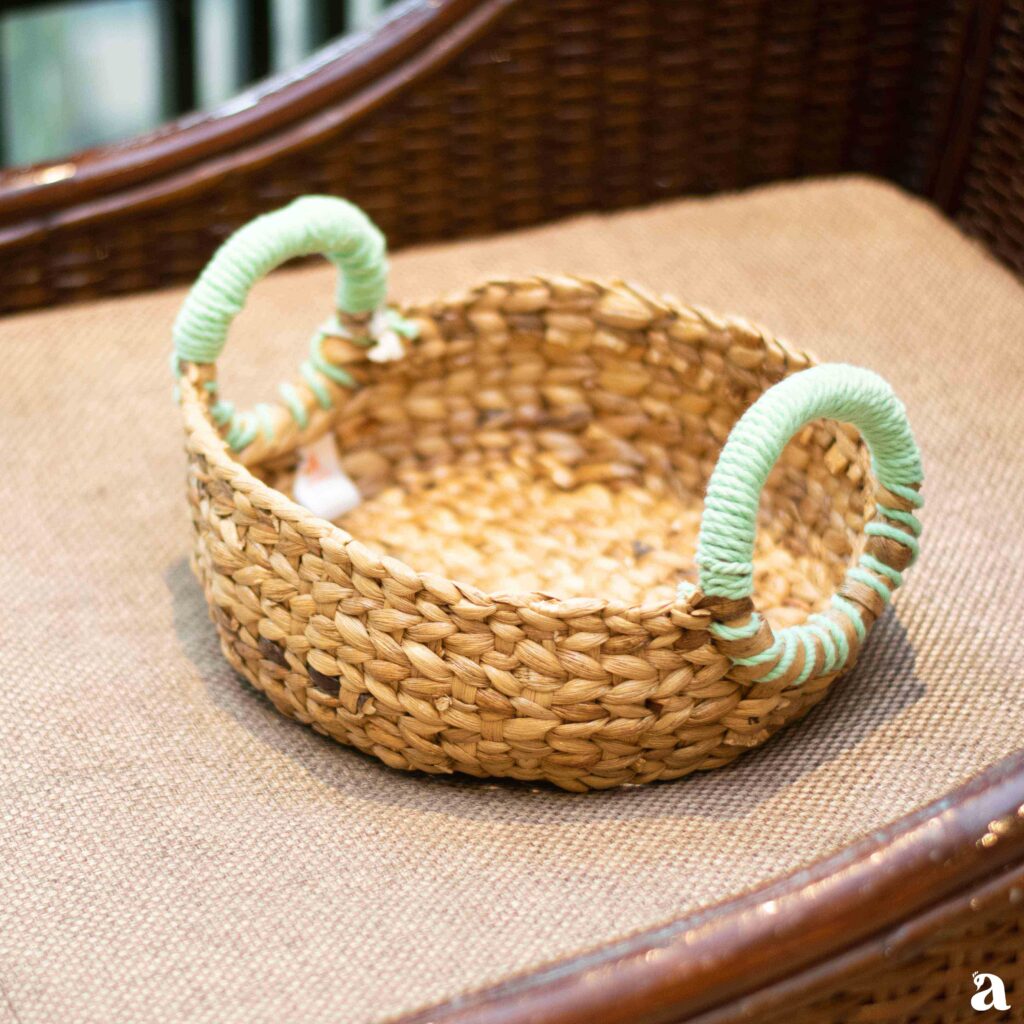 Haritah - Wicker Basket with Green Handle - Ardpure image 1